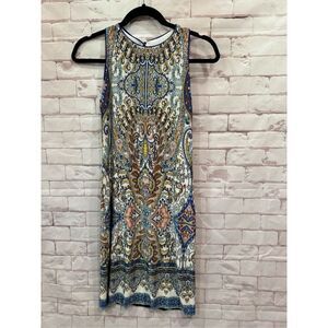 Analili casual sleeve less dress multi color size small